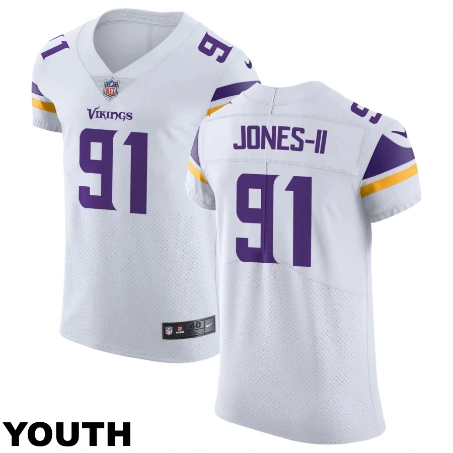 Youth Minnesota Vikings #91 Pat Jones II White Vapor Untouchable Elite Jersey